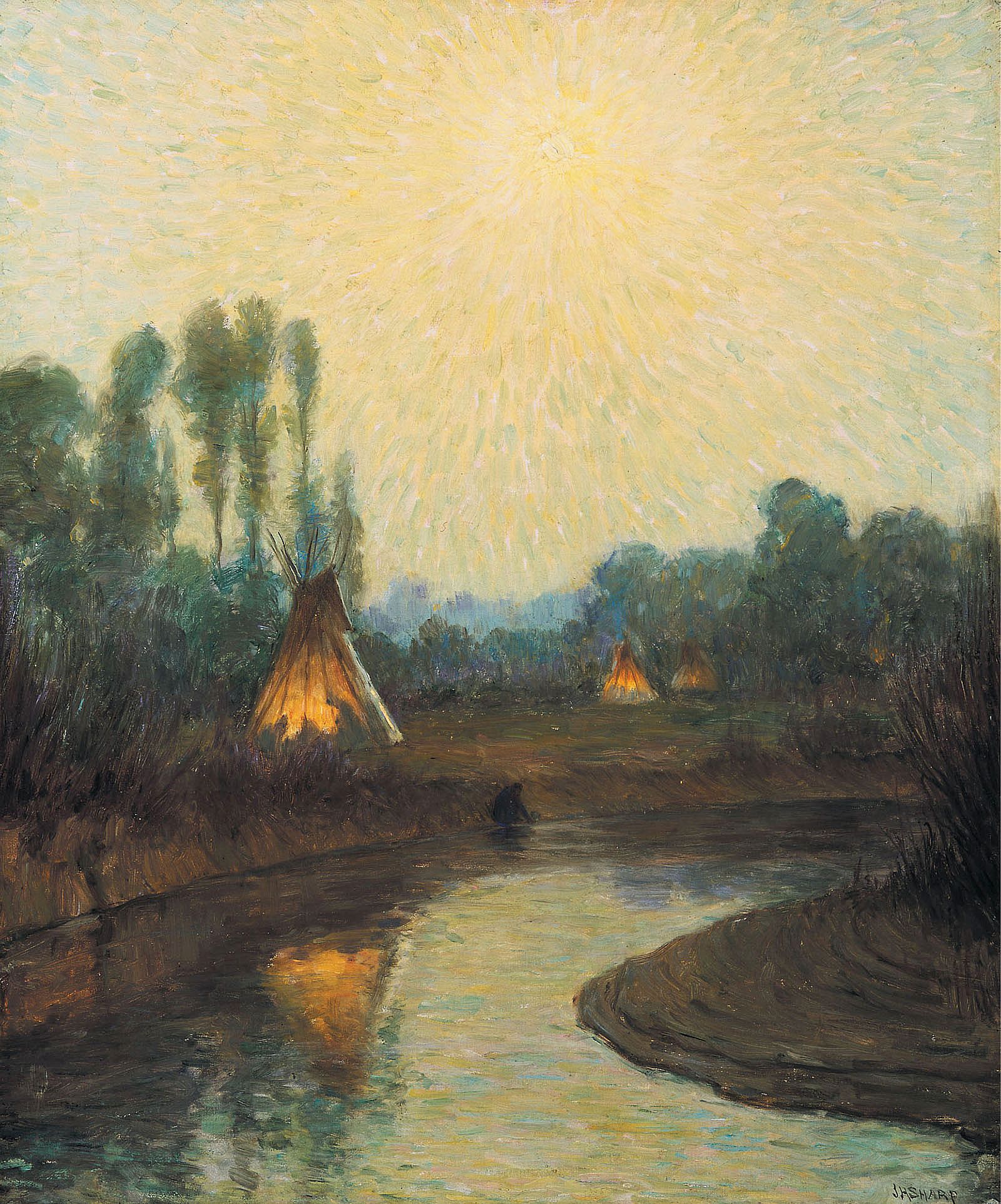 Early Moonlight on the Little Big Horn, Montana